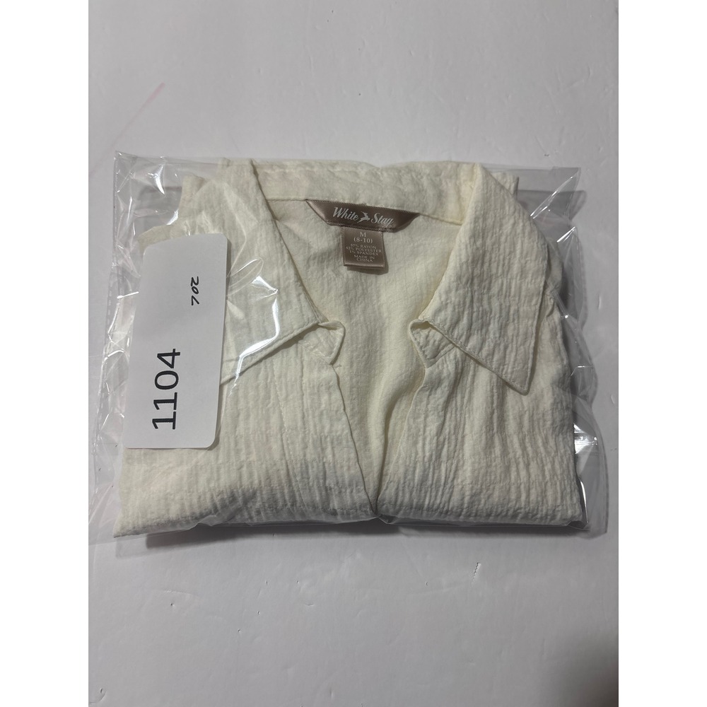 White Stag Arctic White Textured Button Up Short Sleeve Shirt WL21722 Womens M - Picture 9 of 9